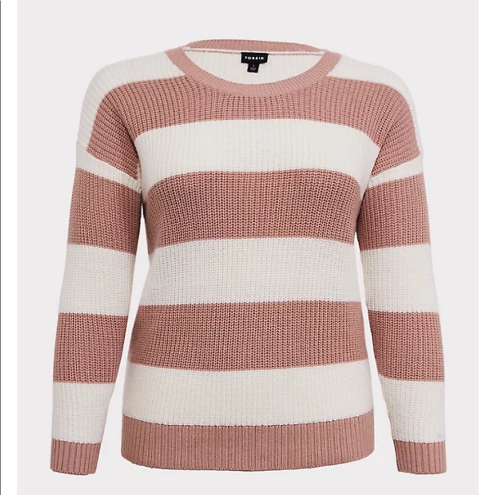 Blush Pink Stripe Rib Pullover Sweater